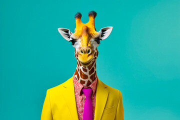 Fototapety  Heavy Giraffe Anthropomorphic Bright Colors Trendy