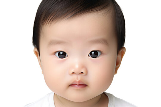 Asian Baby Face Shot with Transparent Background.
