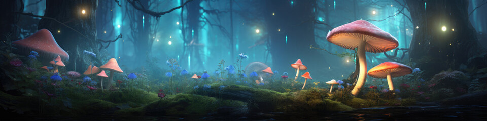 Magic mushrooms in the forest