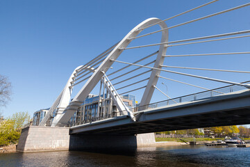 Lazarevsky Bridge on a sunny day. A cable-stayed bridge