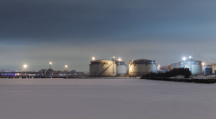 Oil terminal of Saint-Petersburg port, panoramic photo