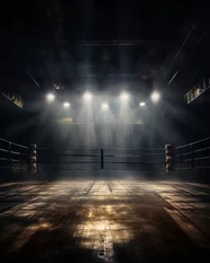 Foto op Canvas Boxing arena with dark lights in the background © nonblok