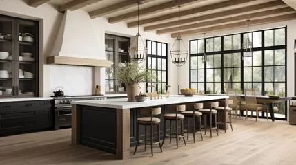 Foto op Canvas Luxury farmhouse decor with rich black accents kitchen © Fred