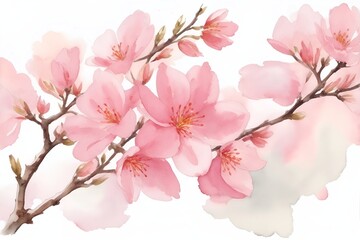 Watercolor Sakura paint. AI generated illustration