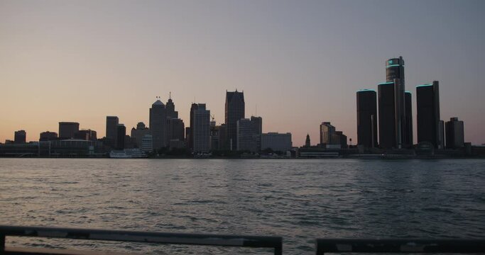 Downtown Detroit Skyline during sunset