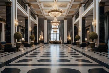 Interior of the lobby of a luxury hotel