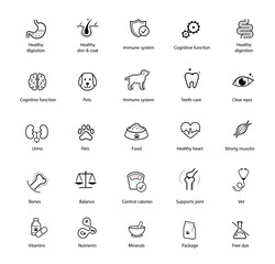 A set of icons for animals. The outline icons are well scalable and editable. Contrasting elements are good for different backgrounds. EPS10.