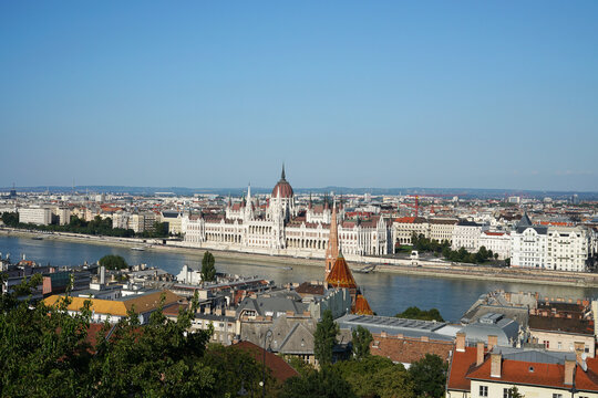 Panoramic view of Budapest, Hungary, copy space