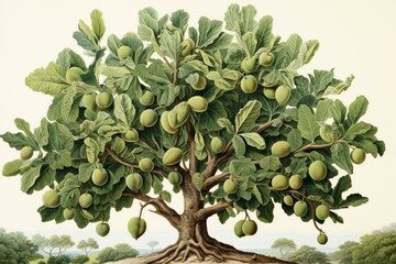 Illustration of a fig tree. Generative AI