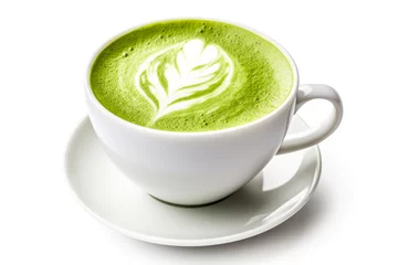 Poster Green tea matcha latte isolated on white background with clipping path © mila103