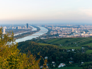 Panoramic view on the Vienna city from the at Leopoldsberg