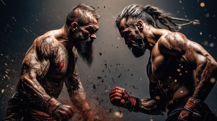 The battle of two mixed martial arts fighters - Powered by Adobe