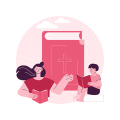 Holy bible abstract concept vector illustration. Bible translation, christianity sacred book, word of God, religious media, public reading, holy scriptures for children abstract metaphor.