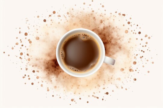 PNG image with round isolated coffee stain and cafe flecks from beverage cups on a transparent background. Generative AI