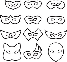 Masquerade vector icon on white background. Comic and tragic mask icon