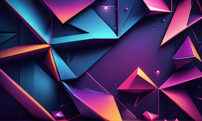 Abstract Geometric Background Art Neon Design with Pink and Purple Colors - ai generated