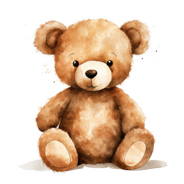 Watercolor Teddy bear Illustration, Generative Ai