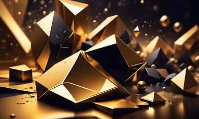 Abstract Shiny Golden Background Luxurious Art with golden Particles - ai generated