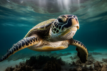 Obraz premium turtle swimming in the sea