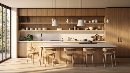 Kitchen interior apartment wood home house window architecture white modern design furniture