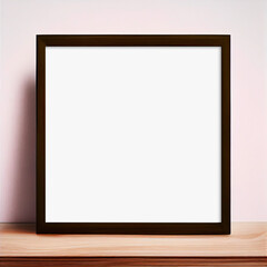 Simple Black Square Picture Frame Mockup with Baby Pink Background