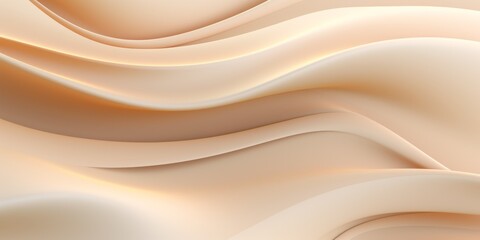 Obraz premium Beige Glossy Surface Creative Abstract Wavy Texture. Screen Wallpaper. Digiral Art. Abstract Bright Surface Liquid Horizontal Background. Ai Generated Vibrant Texture Pattern.