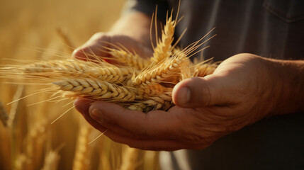 Sustaining Food Security: A Farmer Holds Wheat in His Hands, Representing Grain Deals and Global Efforts to Combat Hunger..