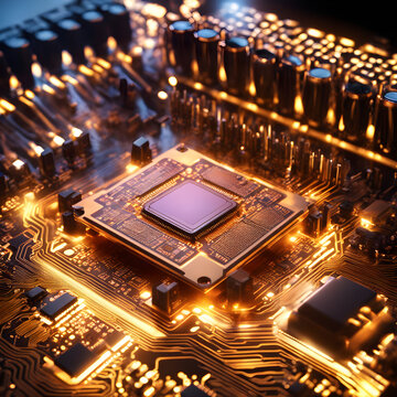 Microchip Levitating over radiant integrated circuits