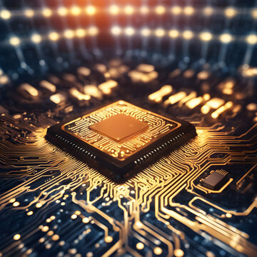 Microchip Levitating over radiant integrated circuits