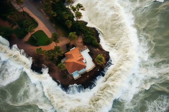 Aerial view of hurricane Matthew. Generative AI