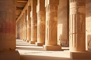 Zelfklevend Fotobehang Bedehuis Columns of the temple of Queen Hatshepsut. Luxor. Egypt. Generative AI