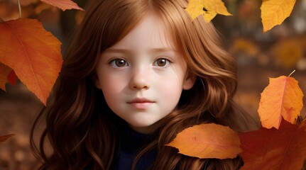 girl in autumn leaves