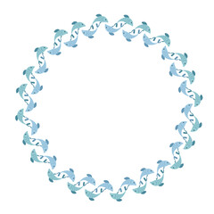 sea fish art drawn round frame