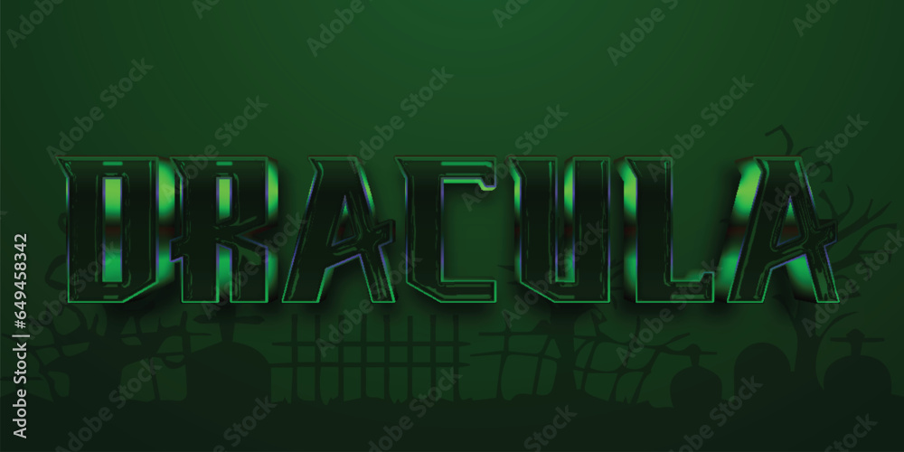 Fototapete editable text style effect - dracula text style theme, dracula 3d text effect with scary and mytholo