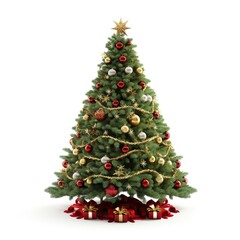 Fototapeta premium Beautiful Christmas tree isolated on white background
