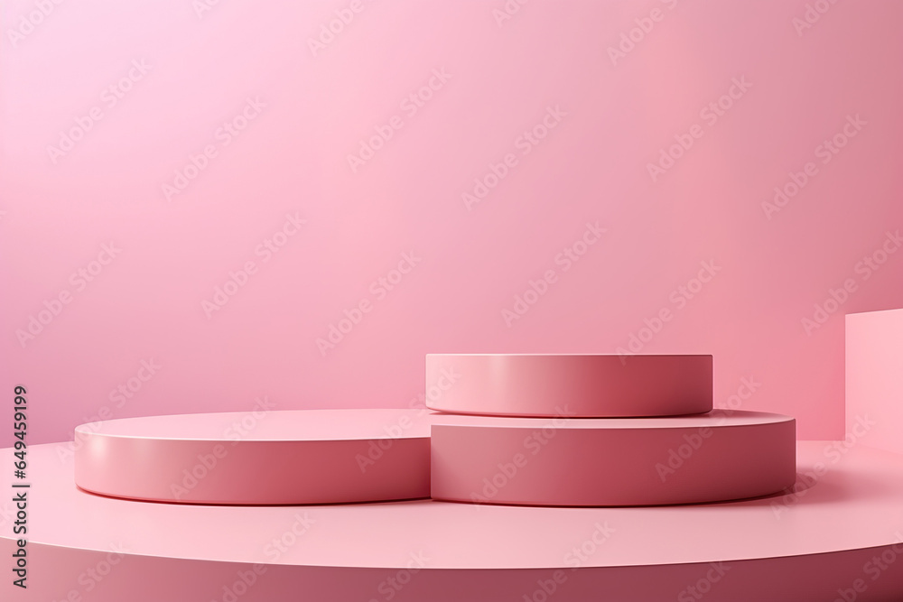 Canvas Prints beautiful minimalistic pink background for product presentation with podiums on different tiers