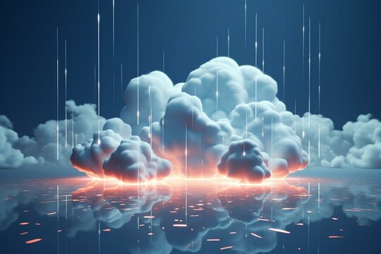 Rainclouds and lightning in a 3D style. Generative AI