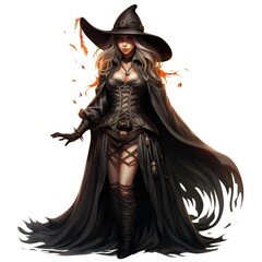 Halloween witch on white background