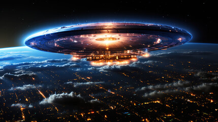 Galactic Enigma: The Saucer-Shaped Extraterrestrial UFO Spacecraft as Imagined by Generative AI