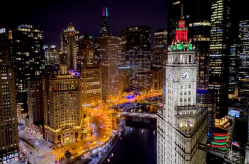 Stof per meter Chicago River During Christmas © 606 Vision