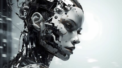 AI sentient, the technology of cyborg model - image created with artificial intelligence AI