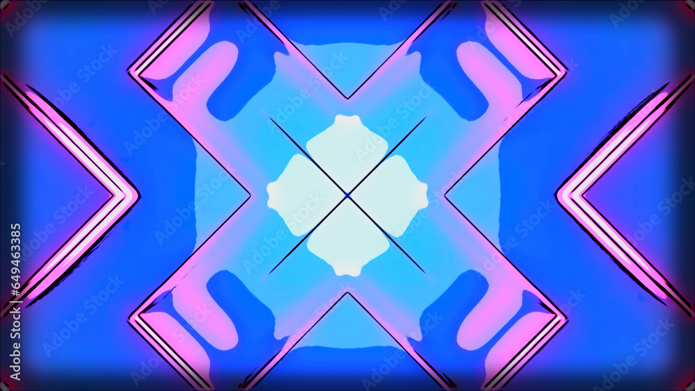 Poster animation with moving abstract figure pattern and cross. design. kaleidoscopic colorful pattern with