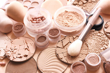 Varieties of face powders and foundations for perfect complexion, basic make up products to even...