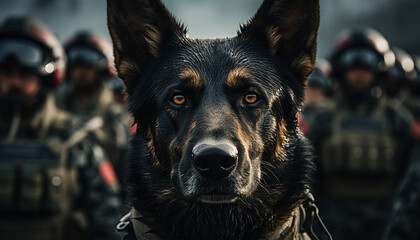 A loyal German Shepherd guards the outdoors, a trusted companion generated by AI