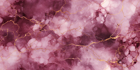 Marble granite dark pink and white with gold texture. Background wall surface seamless pattern graphic burgundy, cherry, ruby floor ceramic counter texture stone Generative AI
