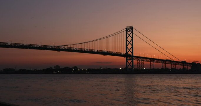Shot of Ambassador bridge at Sunset