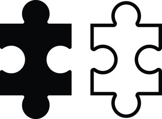 A puzzle piece shape, outline and solid.