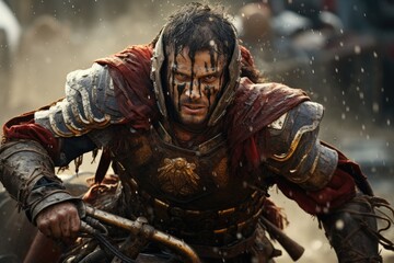 Man gladiator in battle