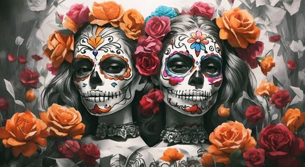 Day The Dead Background Catrina