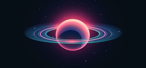 illustration flat design style of Saturn star planet, Generative Ai